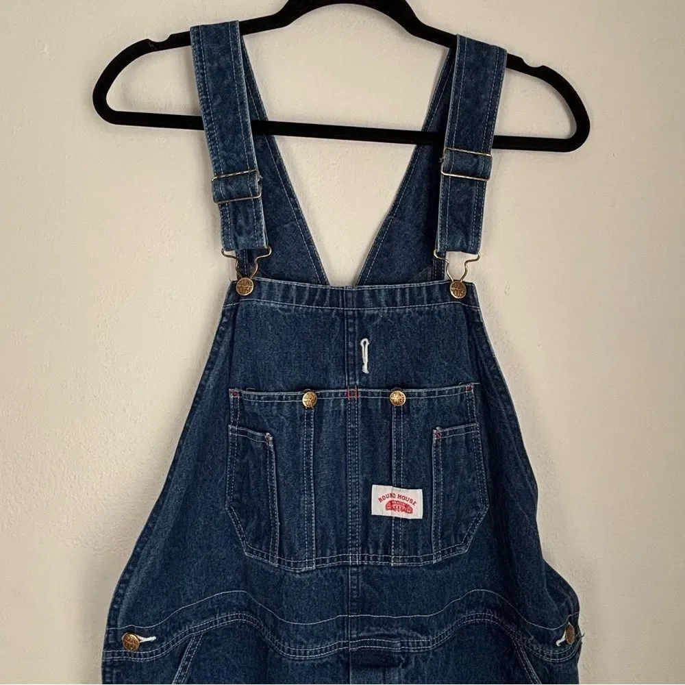 Vintage Round House Blue Denim Overalls Size 40 Unisex Normcore Farm‎ Workwear